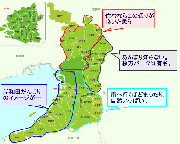 大阪の地域を比較